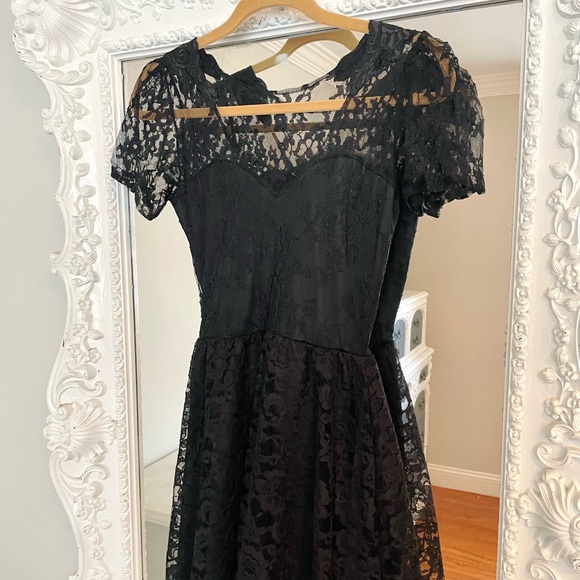 SALE New York Couture Limited Edition Black Vintage Lace Sweetheart Dress - Picture 4 of 9